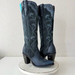 Lane Boots Tessa Knee High Navy Suede Cowboy Boots Western Cowgilr Snip Toe 8
